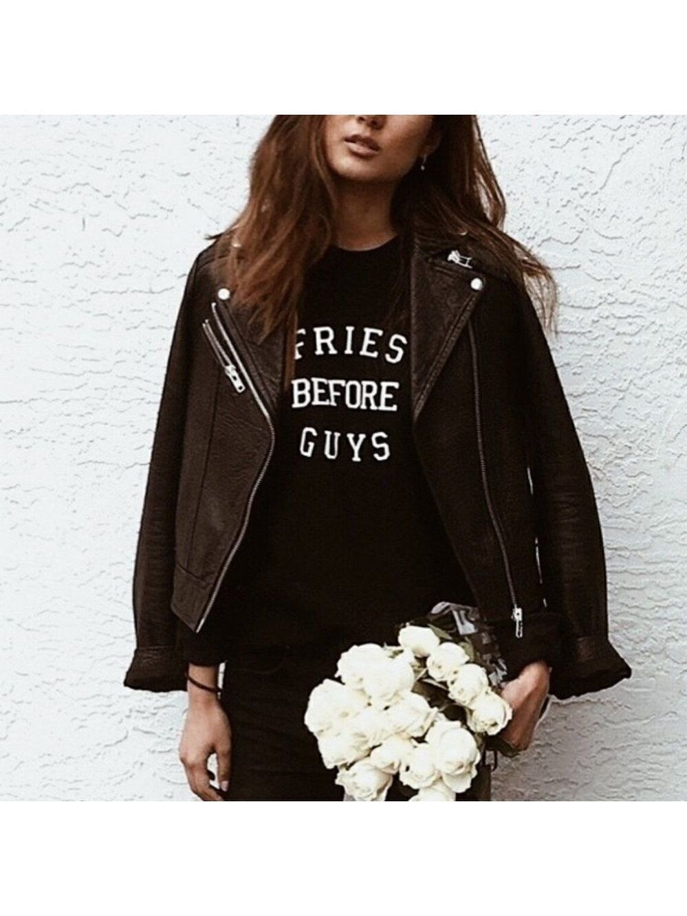 BRUNETTE THE Label | 'Fries before Guys' Sweatshirt in Black